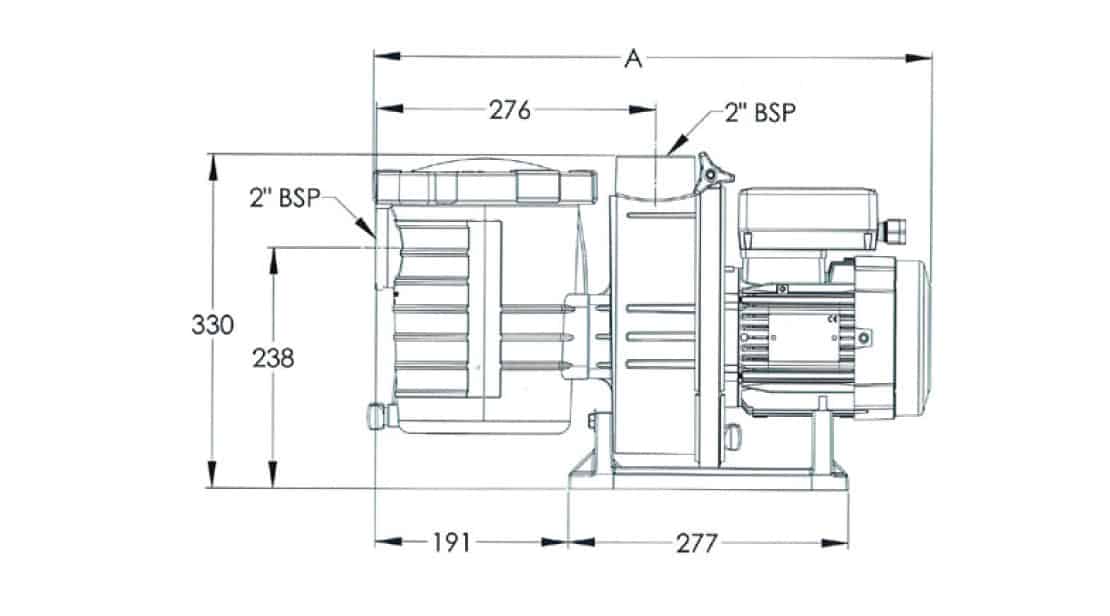 Dimensions pompe filtration piscine Pentair Ultraflow